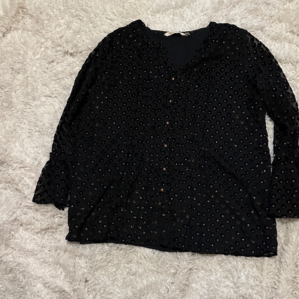 Soft Surroundings Black Textured Blouse